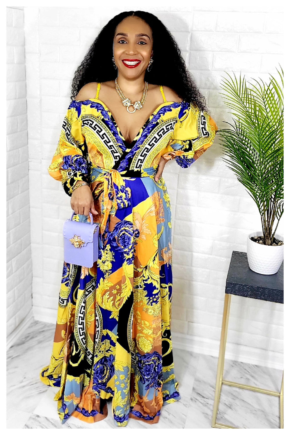 02282022 Baroque Print Off The Shoulder Maxi UNIK ELEGANCE