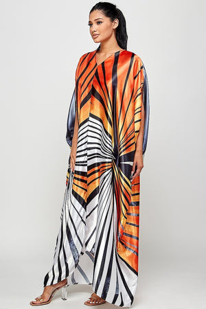 071522 The Orange Zebra Print Satin Caftan
