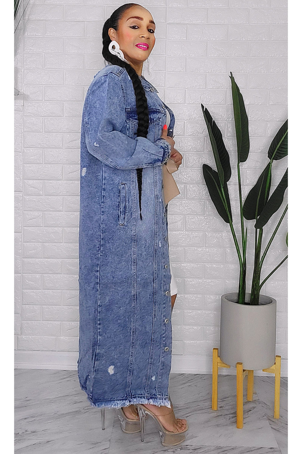 020223 Light Blue Distressed  Denim Jacket