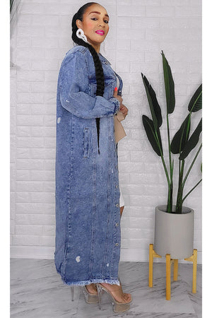 020223 Light Blue Distressed  Denim Jacket