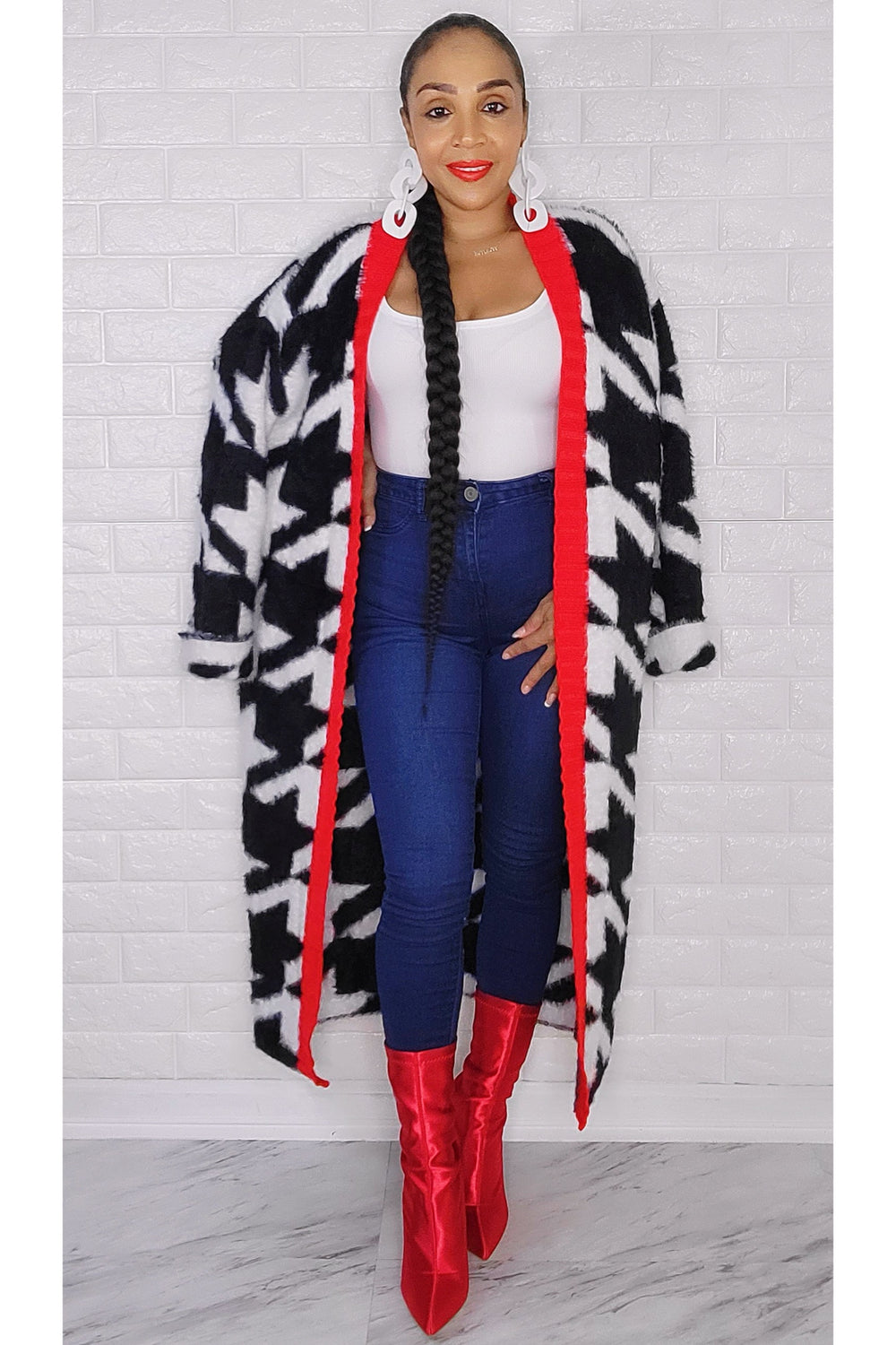 Fuzzy open cardigan deals