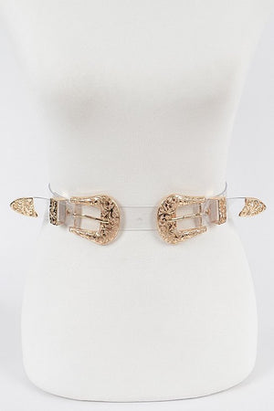 Skinny Clear Double Buckle Belt