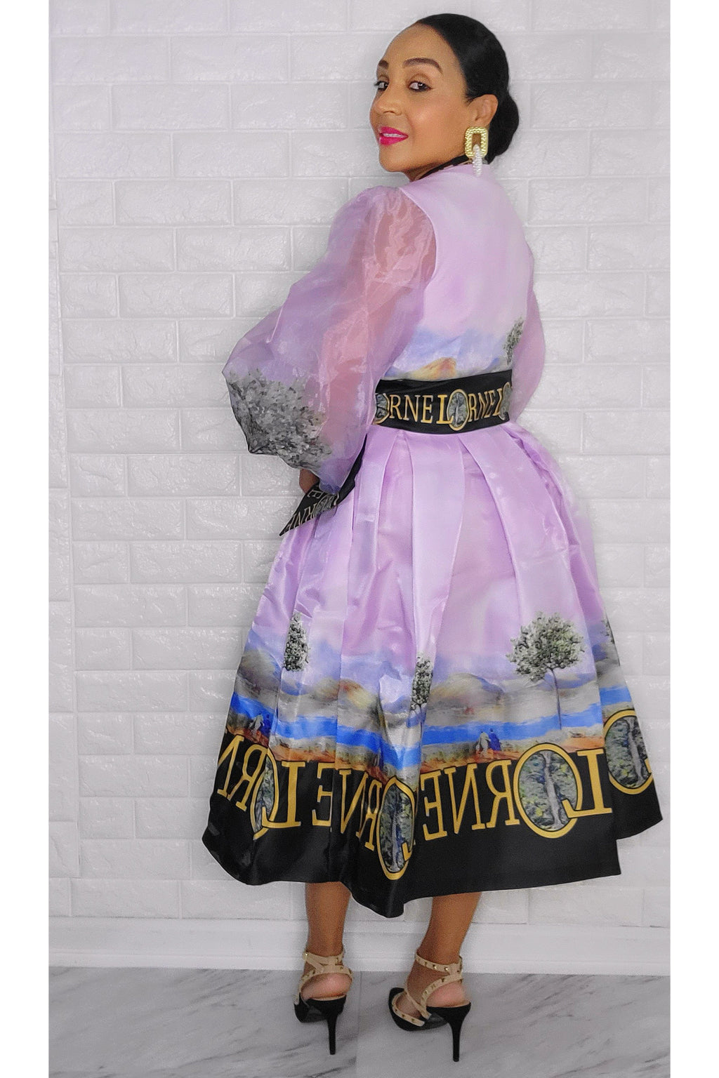 021223 The Lilac French Plain Print Wrap Short Dress