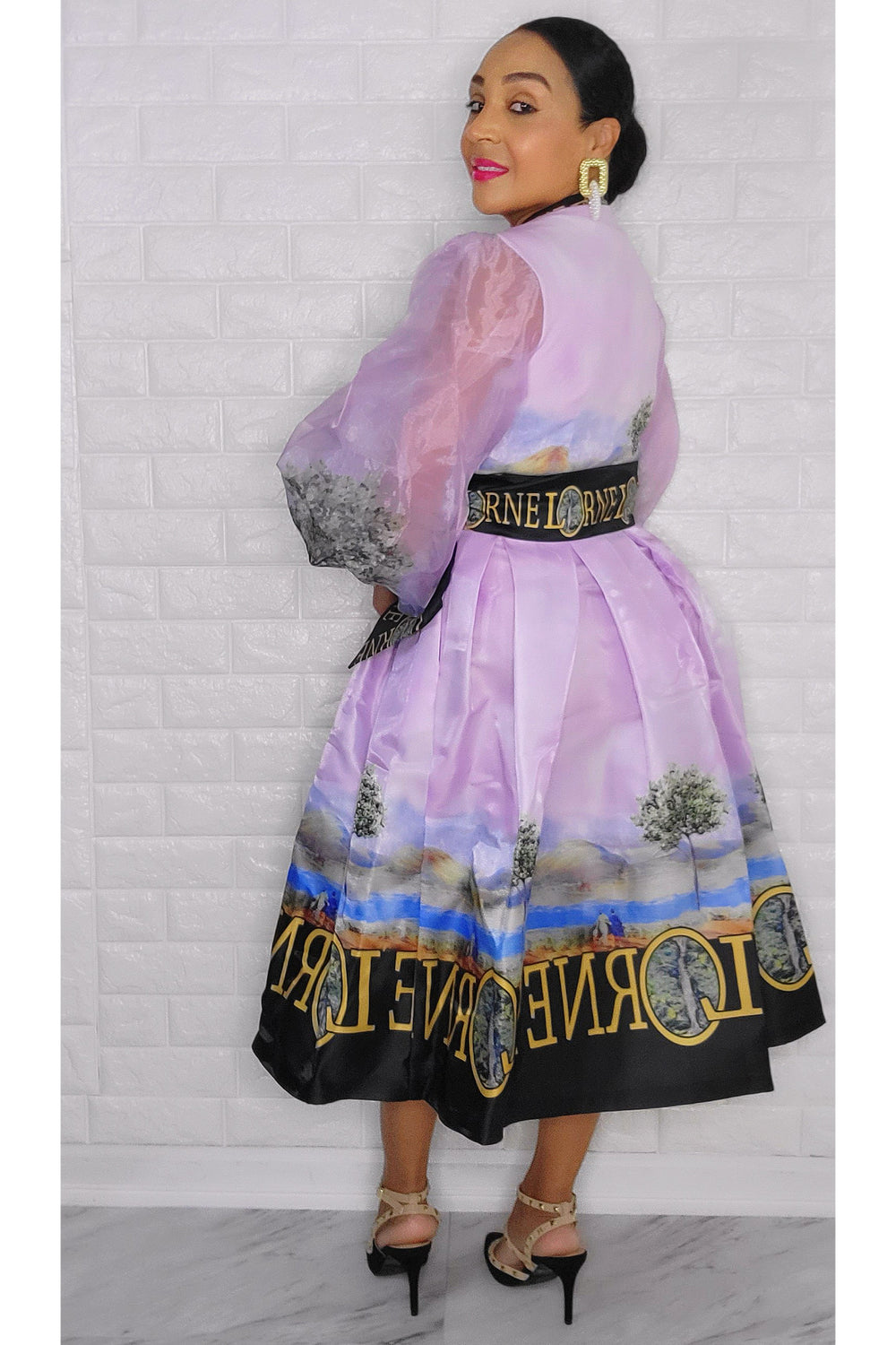 021223 The Lilac French Plain Print Wrap Short Dress