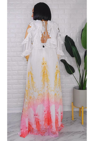 031423 The Victorian Open Back Maxi Dress with Chain belt