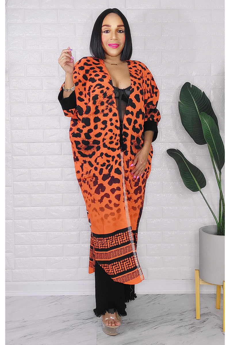 030623 The Orange Cheetah Print One Size Fit All Duster