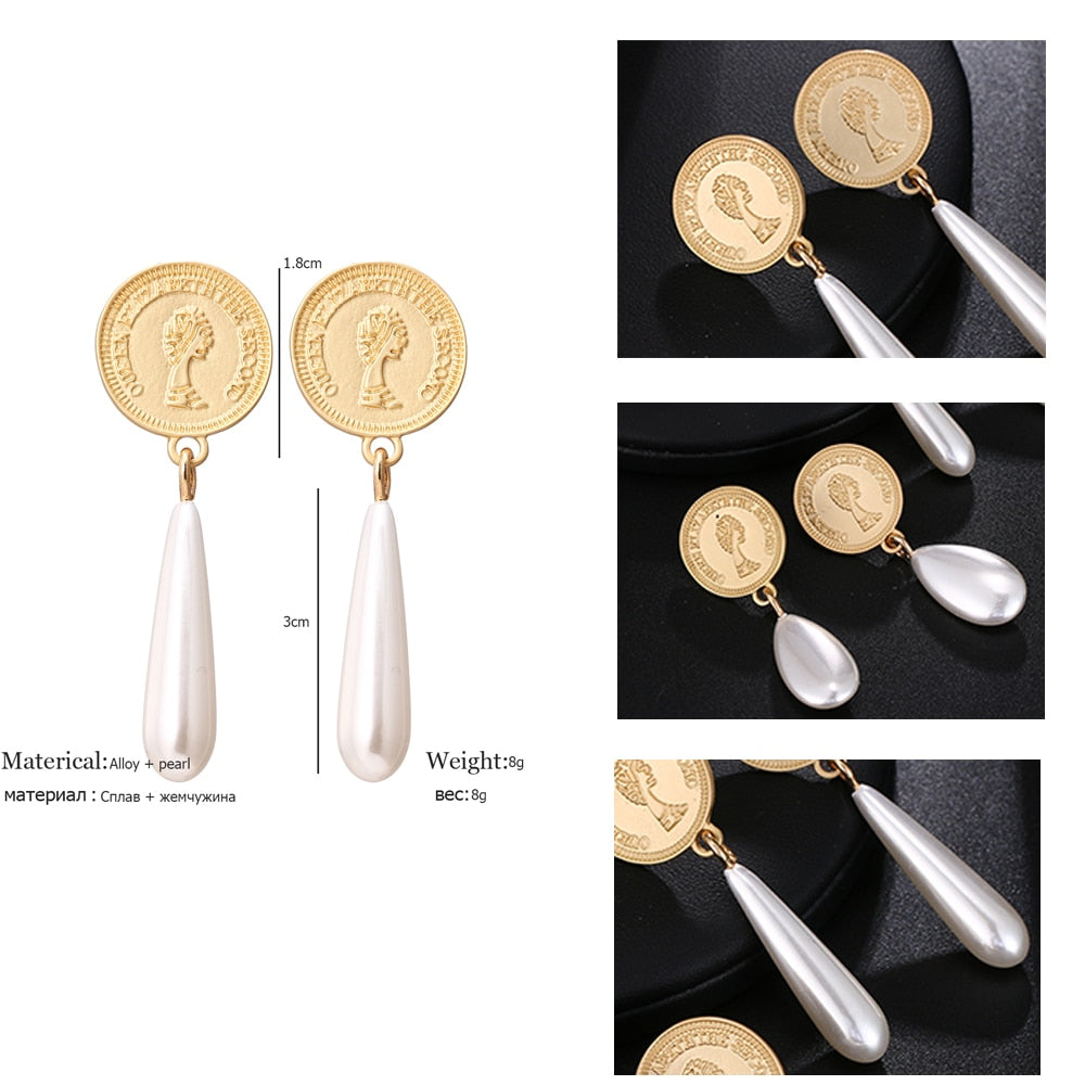 Lady Elegant Oval Droop Earrings