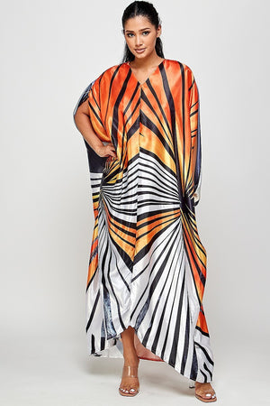071522 The Orange Zebra Print Satin Caftan