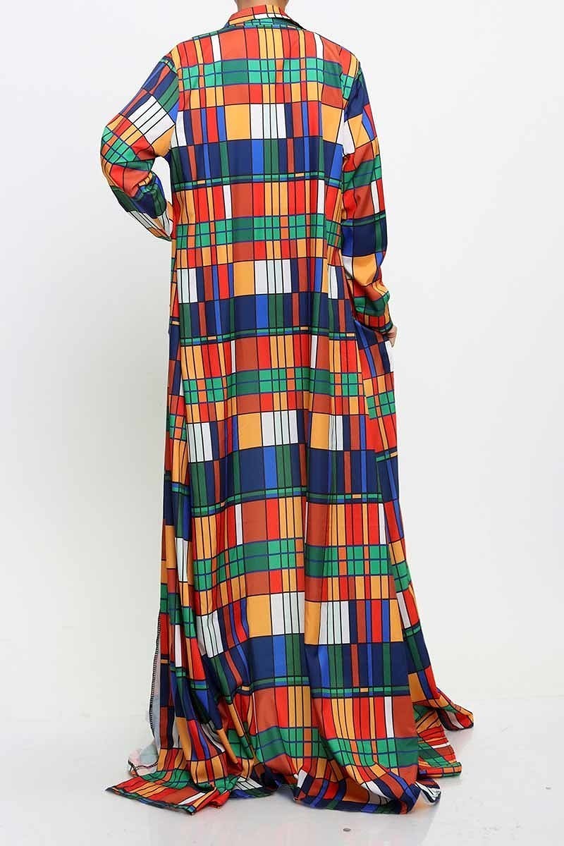 11302021 Multi print shirt maxi dress cardigan/Duster