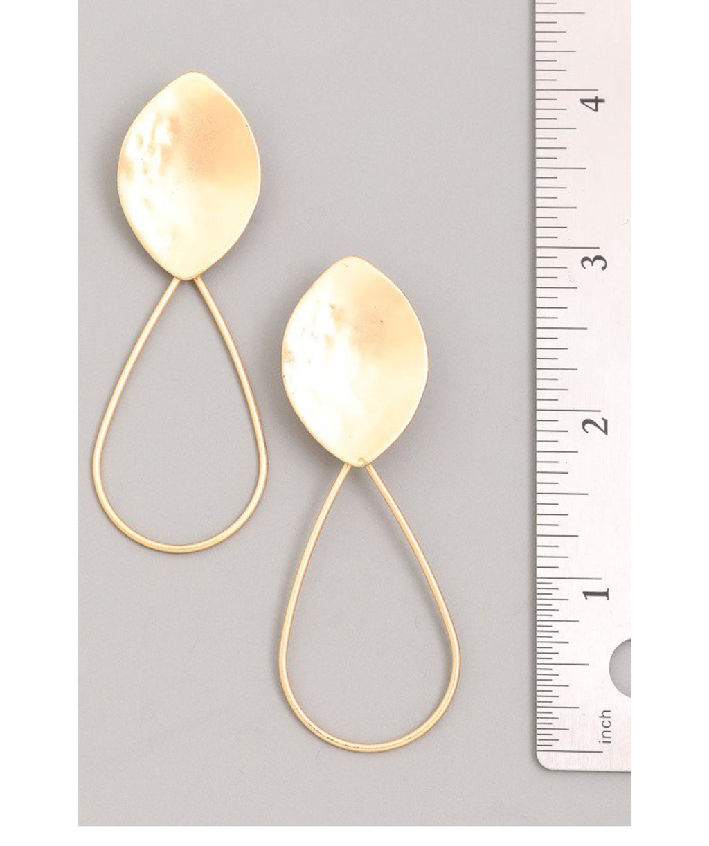 061322 Oval Turquoise Gem Gold Drop Earrings