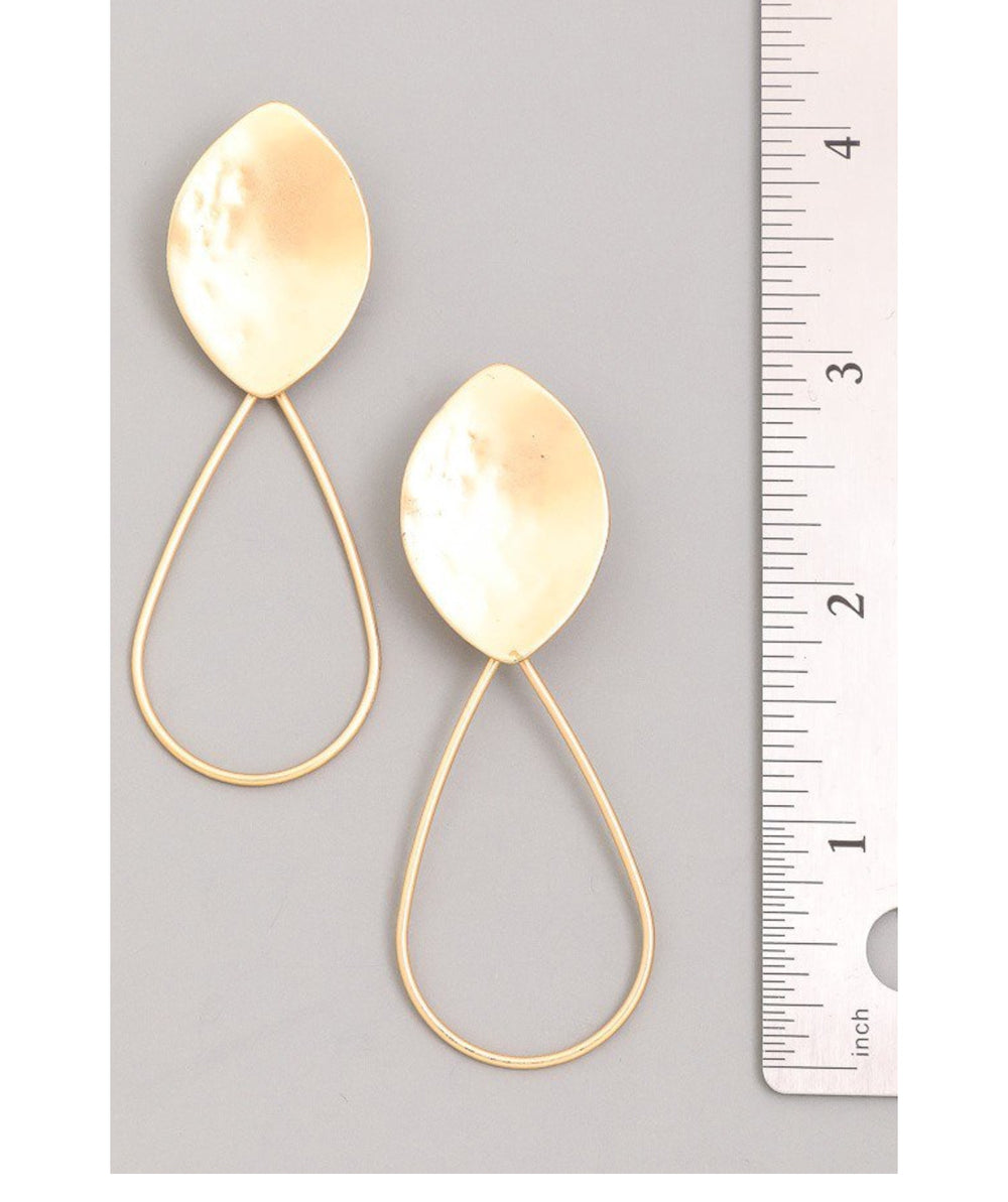 061322 Oval Turquoise Gem Gold Drop Earrings