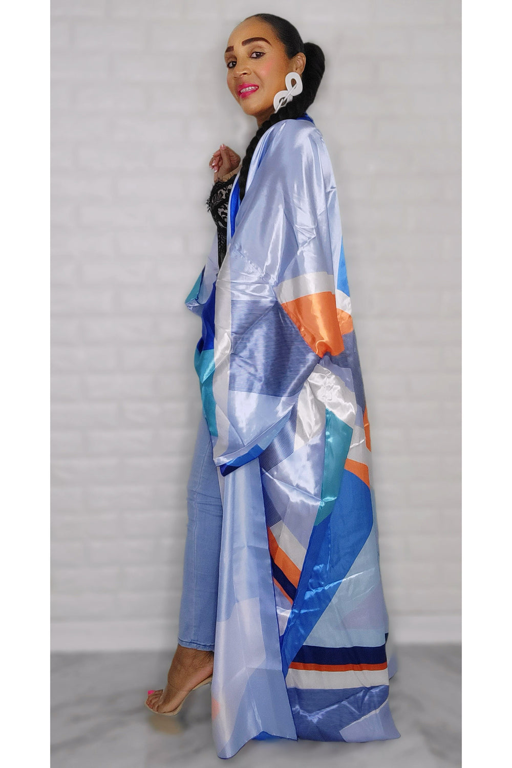 030123 Blue Abstract One Size Fit All Duster