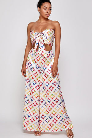 070325  Multi soft Palazzo flowy two-piece  pant set.