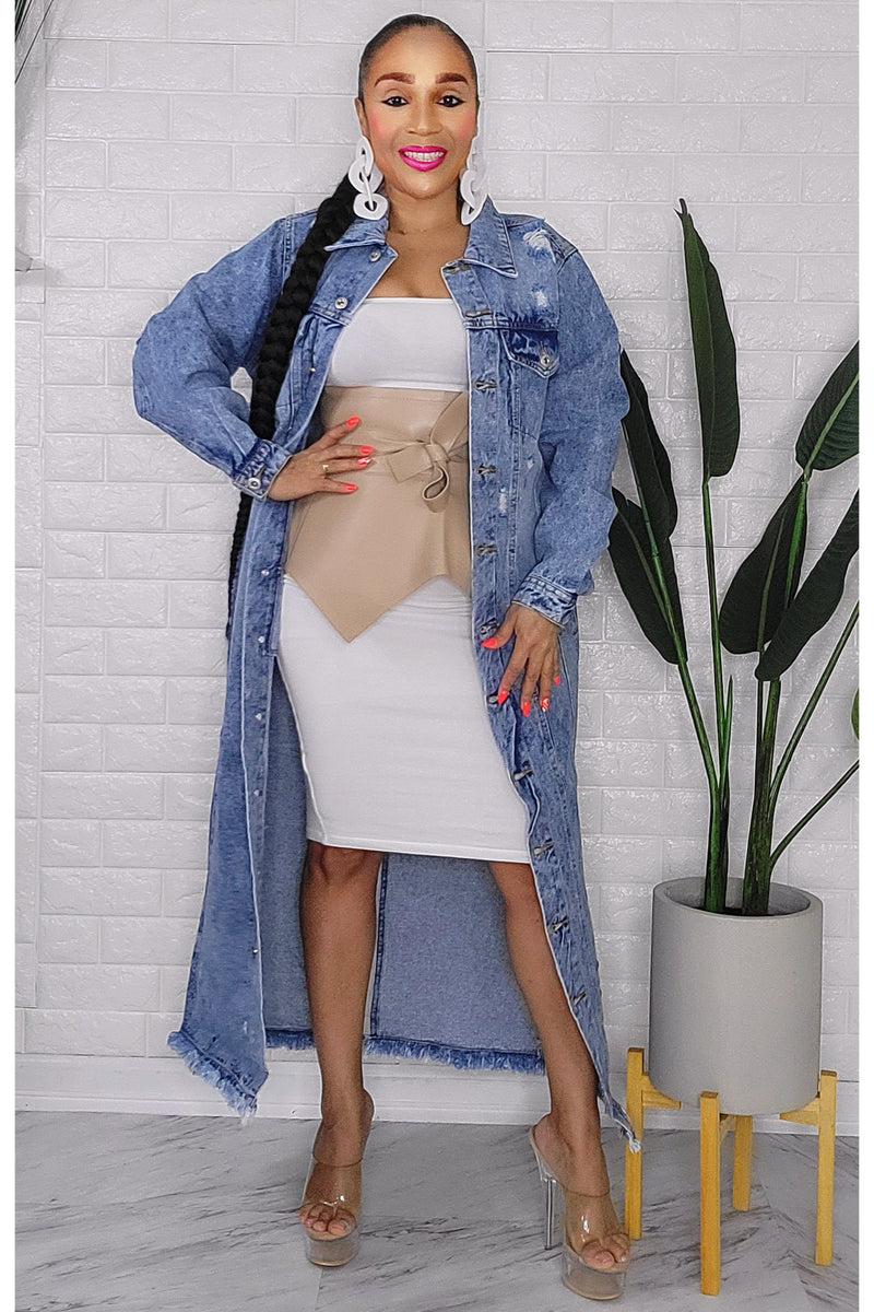 Blue distressed denim jacket shop
