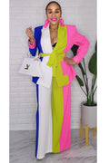 020123 The Spring Vibes Colors Block 2 Pieces Blazer & Pant Set
