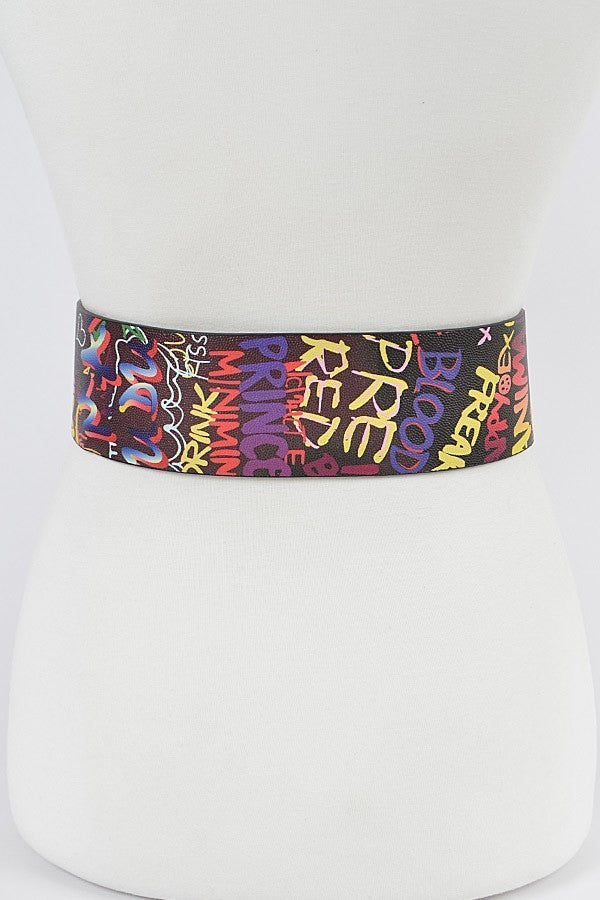 Black Graffiti Square Buckle Belt (S-L)