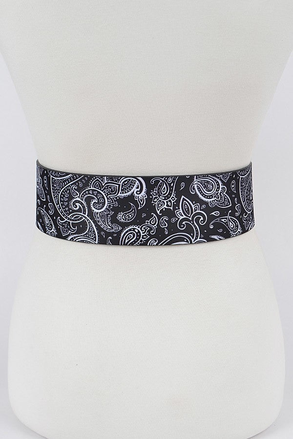 Gold Buckle with Black Paisley Plus Size Belt XL to 3XL