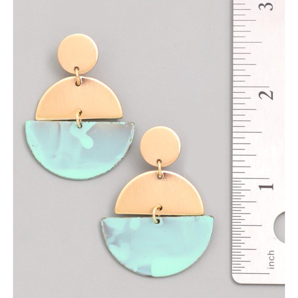 061322 Bermuda Gold Tuquoise Lucite Earrings