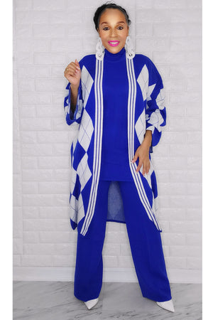 121622 Blue and White 3 Pieces Pant Set One Fit All