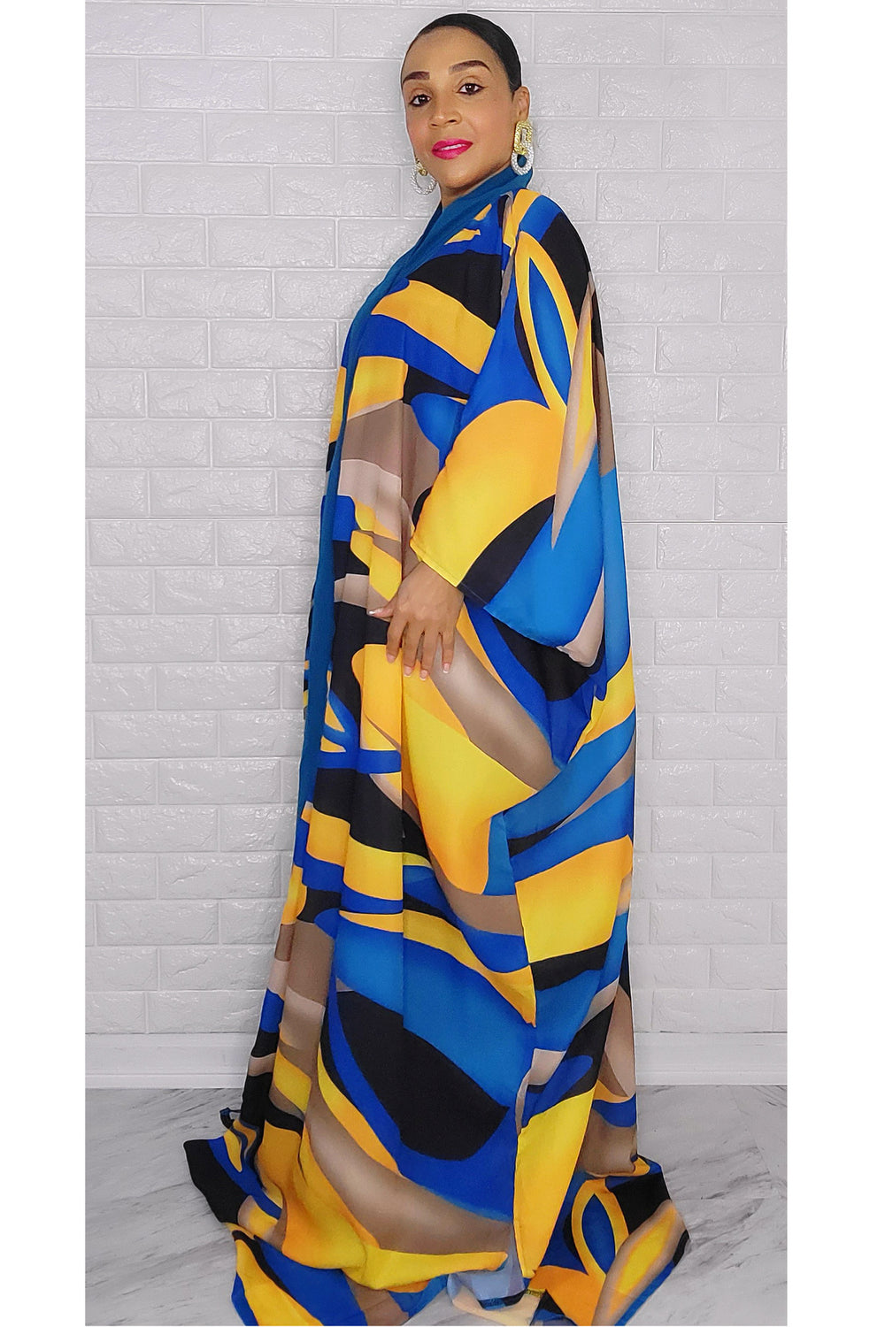 102622 The Blue Multi Print Royal Duster Set One size Fit All