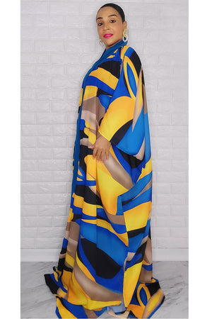 102622 The Blue Multi Print Royal Duster Set One size Fit All