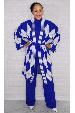 121622 Blue and White 3 Pieces Pant Set One Fit All