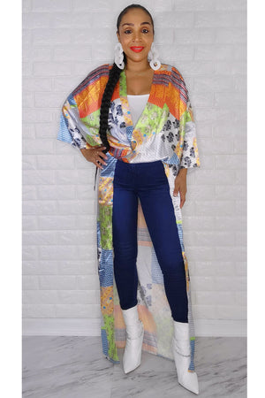 011823 Green Florals Multi Style Kimono Dress One Size Fit All