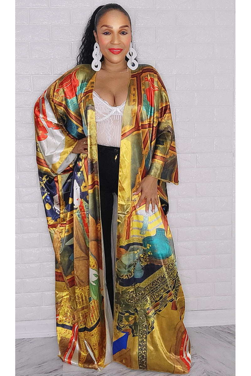 092222 The Gold Multi Print One Size fit All Duster