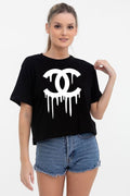 09082021 Black CC Dripping Ink Crop Top