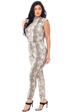 TAUPE SOFT ANIMAL PRINT JUMPSUITS