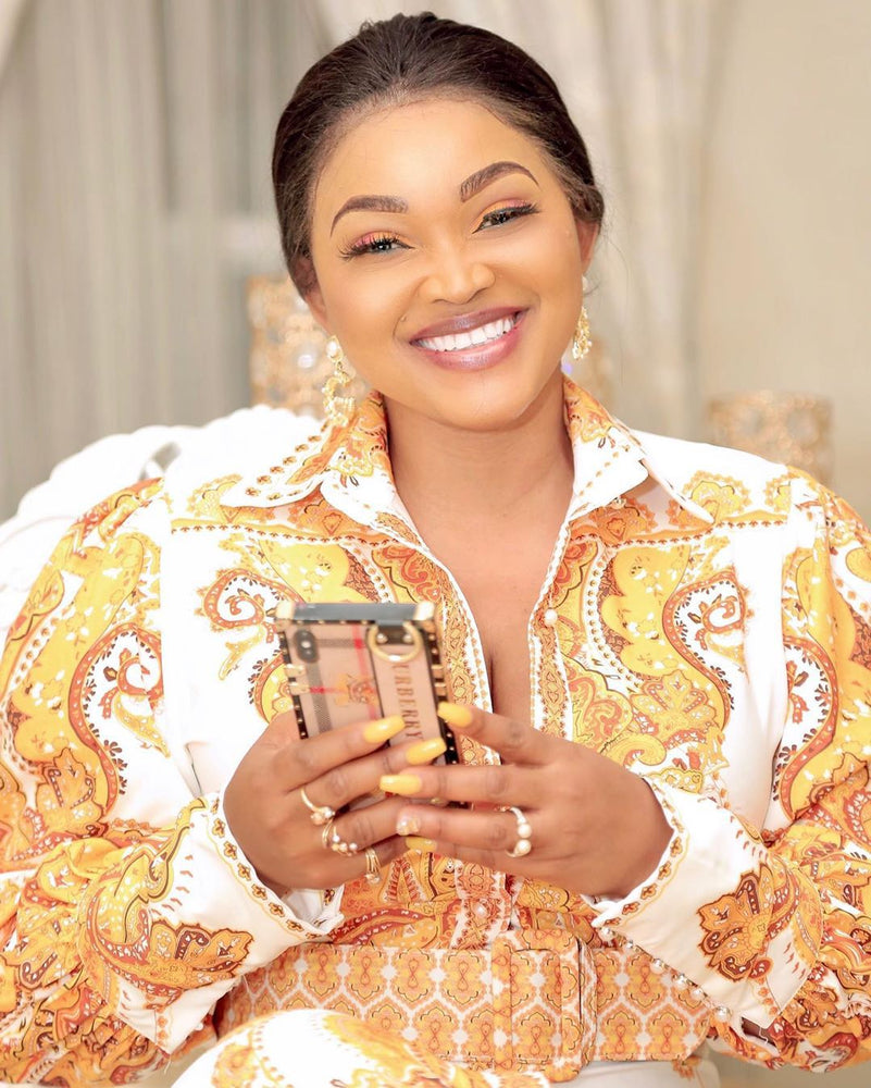 10052021 White & Gold Multi Print Long Sleeves Dress