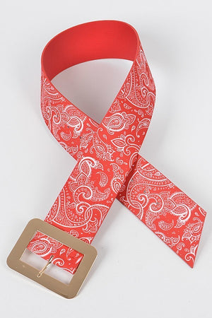 Item 55 Red Paisley Square Buckle Belt (S-L)