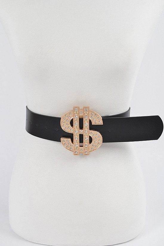 08312021 Dollar Sign Buckle Waist Belt-S/L