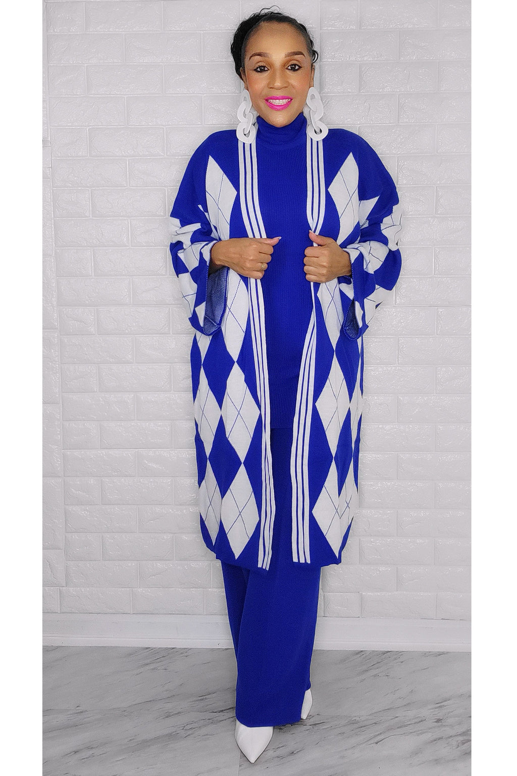 121622 Blue and White 3 Pieces Pant Set One Fit All