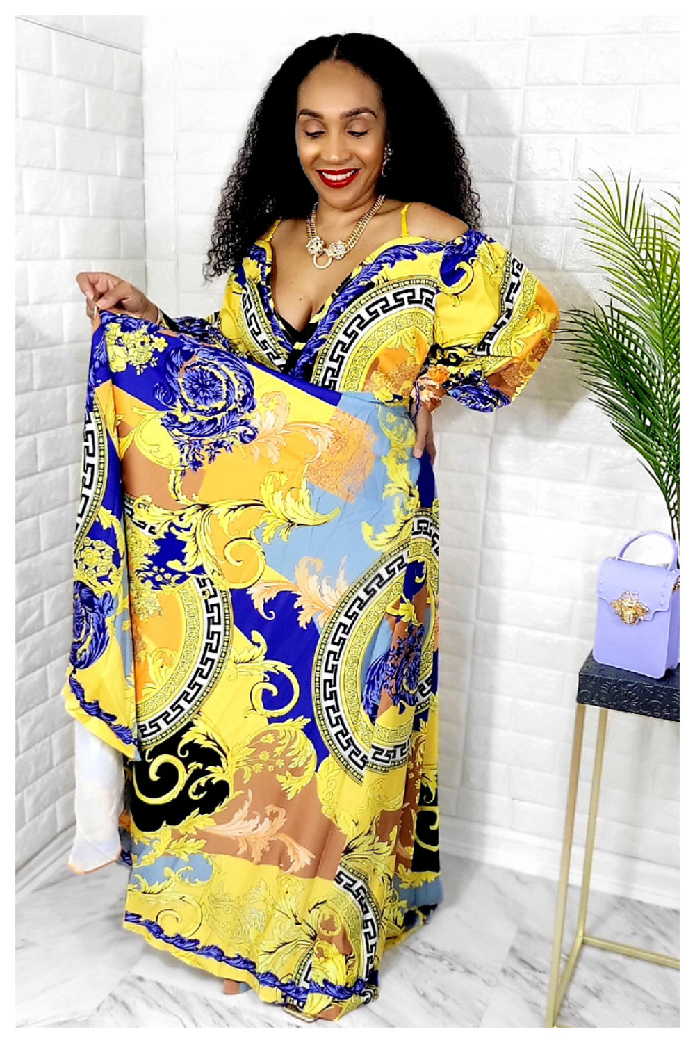 02282022 Baroque Print Off The Shoulder Maxi