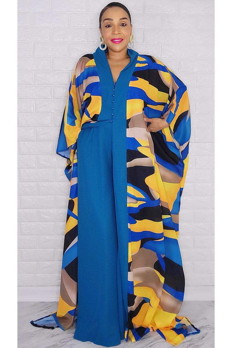 102622 The Blue Multi Print Royal Duster Set One size Fit All