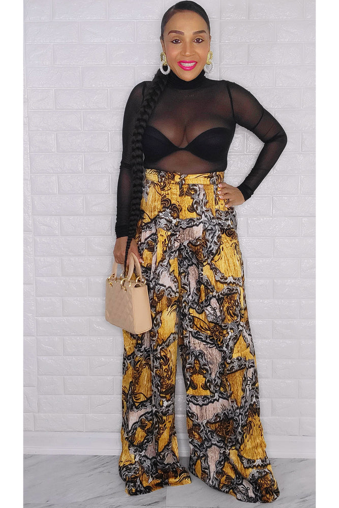 101222 The Honey Multi Print High Waist Palazzo Pant