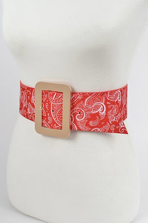 Item 55 Red Paisley Square Buckle Belt (S-L)