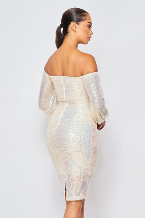 Opal Sexy Sequin Off The Shoulder Bodycon Dress