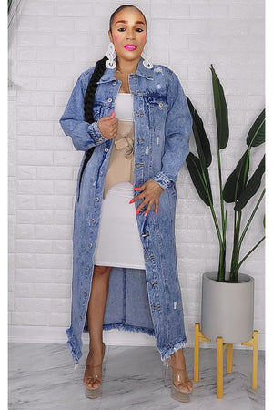 020223 Light Blue Distressed  Denim Jacket