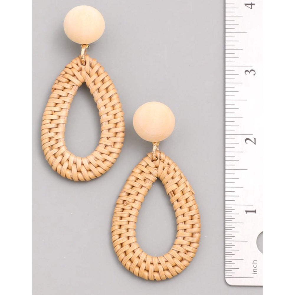 061322 Bamboo Wooden Woven Earrings