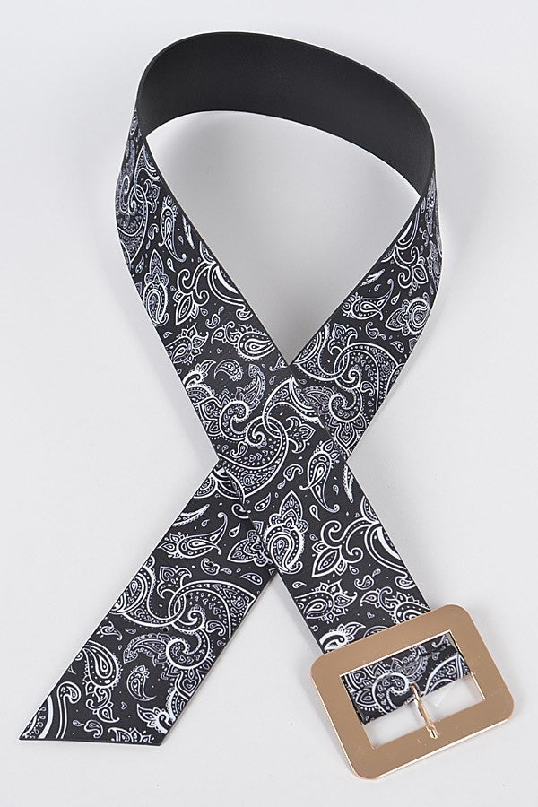 Gold Buckle with Black Paisley Plus Size Belt XL to 3XL