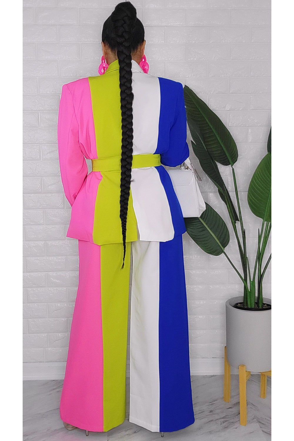 020123 The Spring Vibes Colors Block 2 Pieces Blazer & Pant Set
