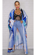 030123 Blue Abstract One Size Fit All Duster