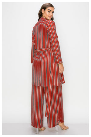 060622  Rust/Black Cardigan & Pant Set