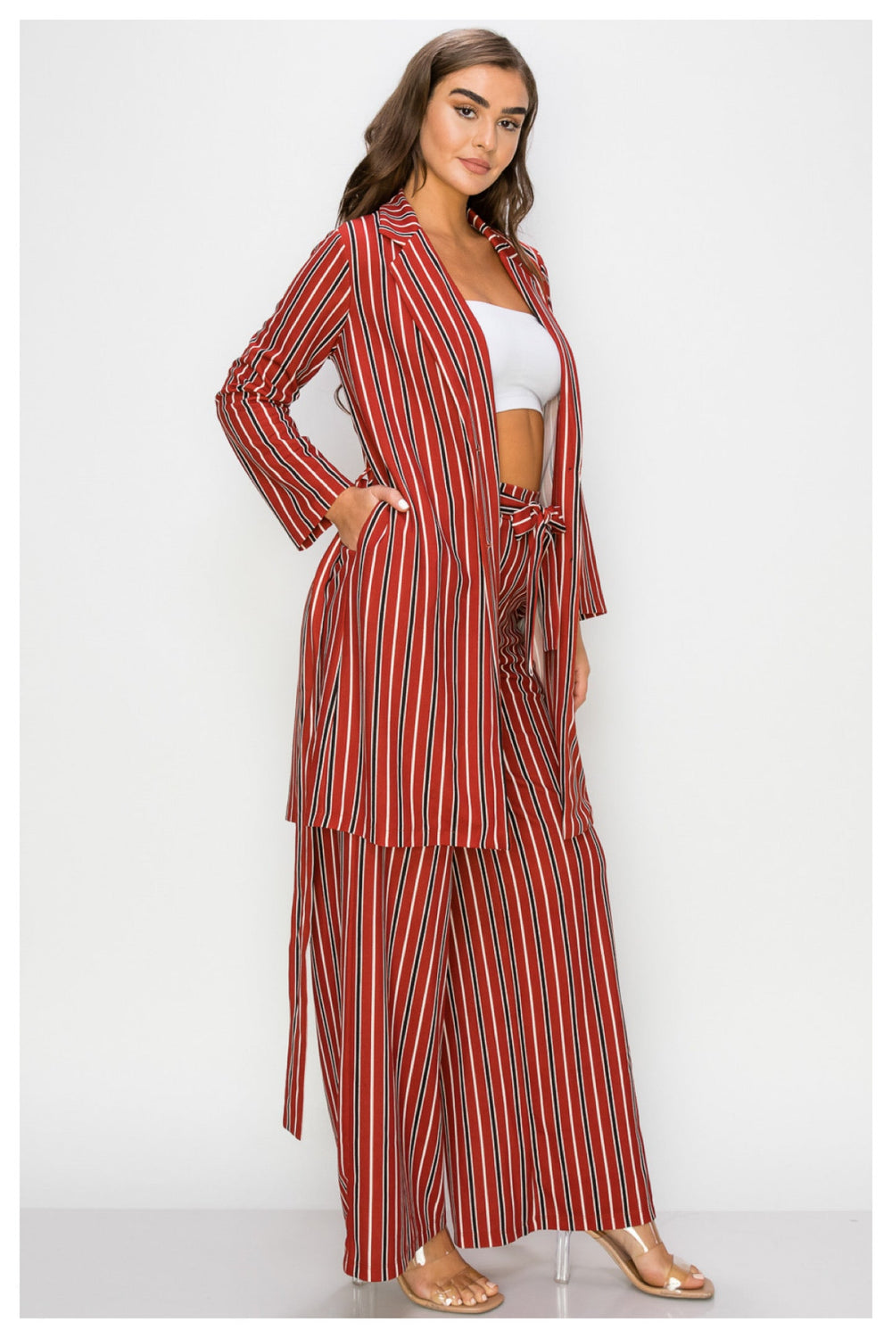 060622  Rust/Black Cardigan & Pant Set