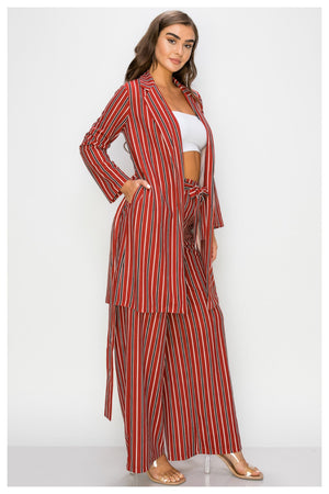 060622  Rust/Black Cardigan & Pant Set