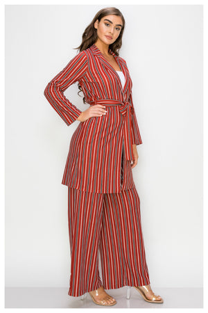 060622  Rust/Black Cardigan & Pant Set