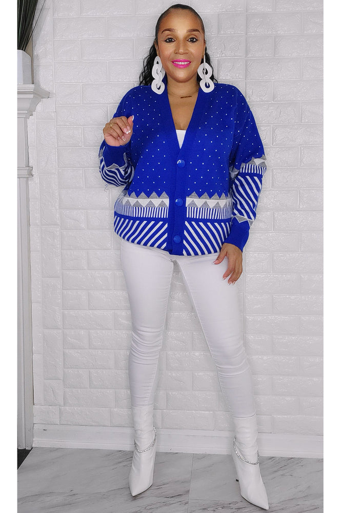 121522 Snow Flake Front Button Down Sweater One Size Fit All S to XL