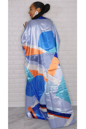 030123 Blue Abstract One Size Fit All Duster